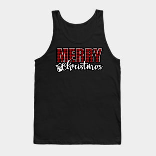 Merry Christmas Buffalo Plaid Xmas Pajamas Women Gift Tank Top